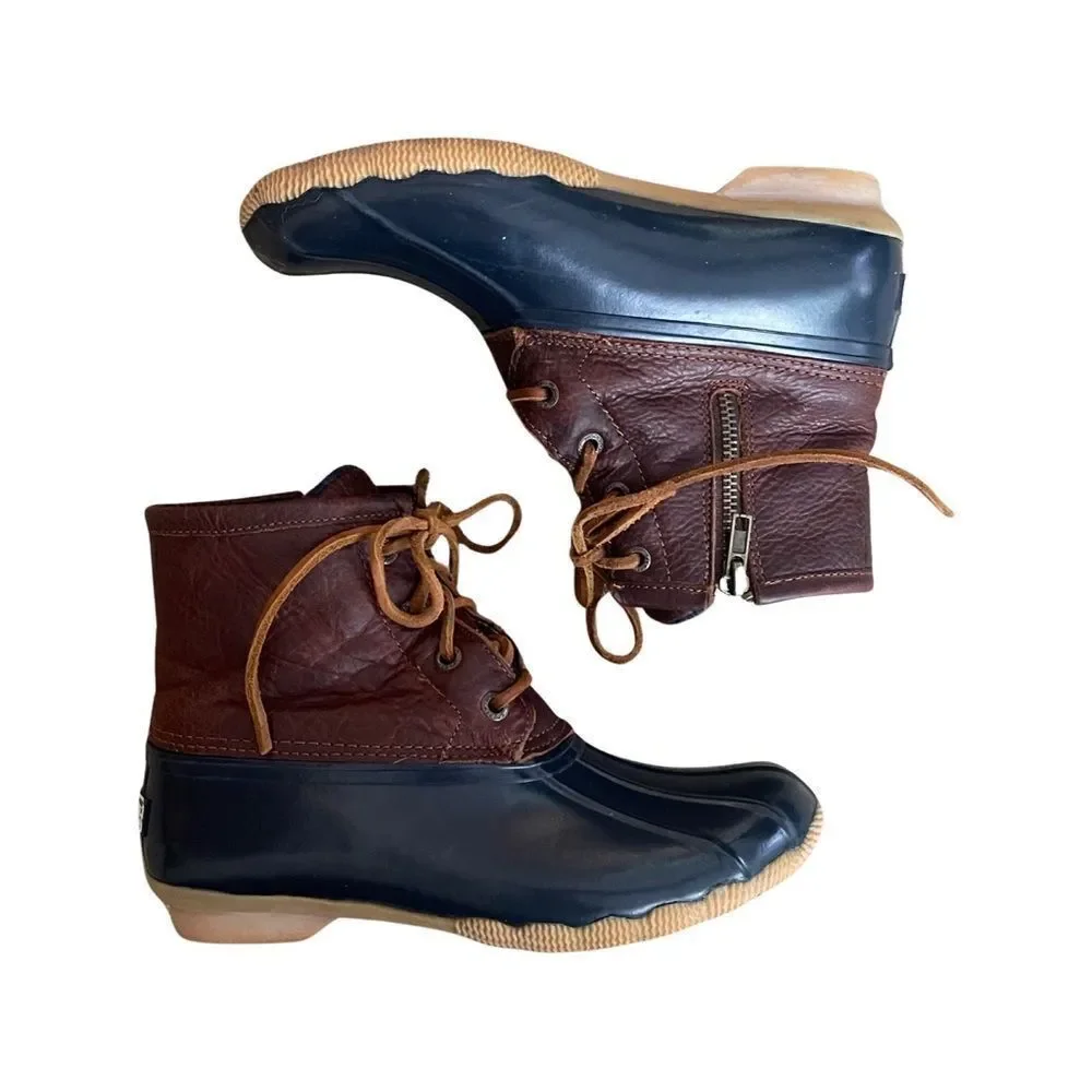 Sperry’s Women's Saltwater Duck Boot • Tan/Navy • Size 5